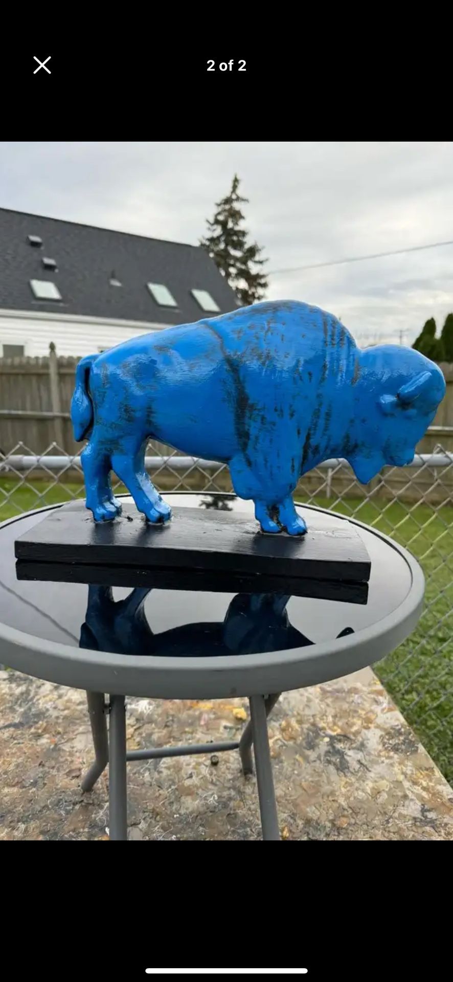 The Old Blue Buffalo Statue