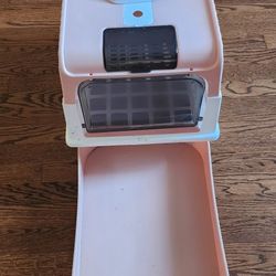 Portable Fully Enclosed Cat Litter Box with Drawer Top, Splash Cover & Scoop, Easy to Clean Pet Toilet Supplies(Pink)