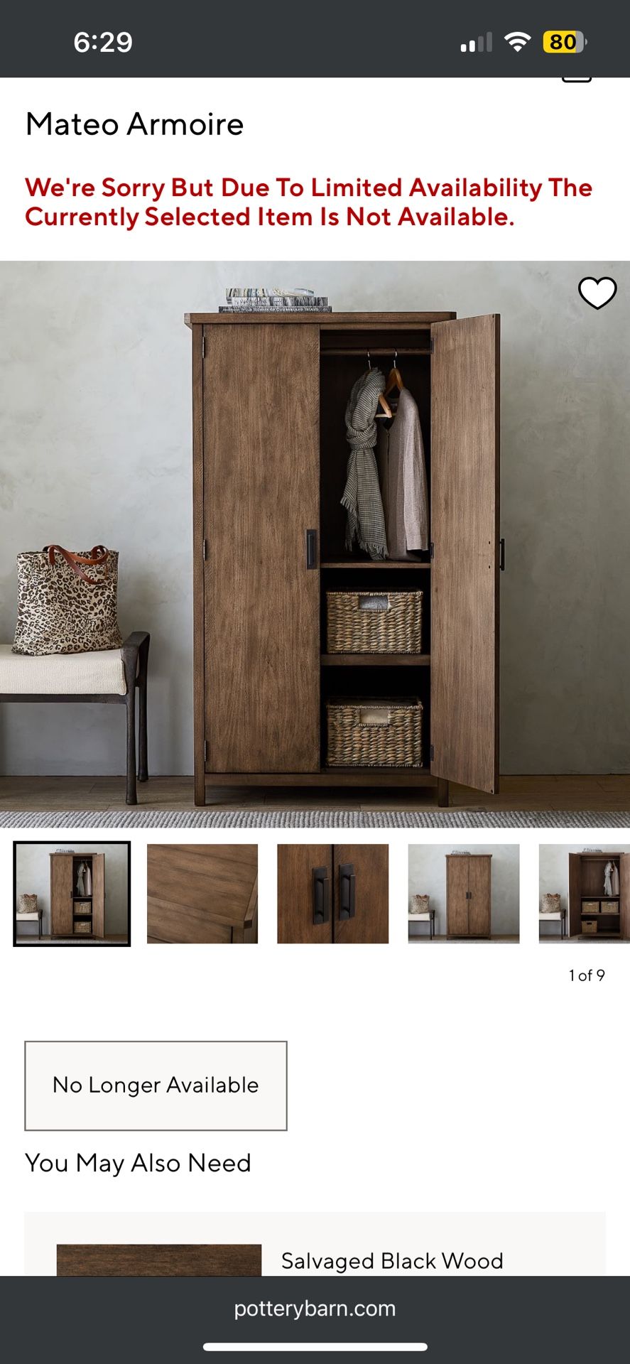 Pottery Barn Matteo Armoire