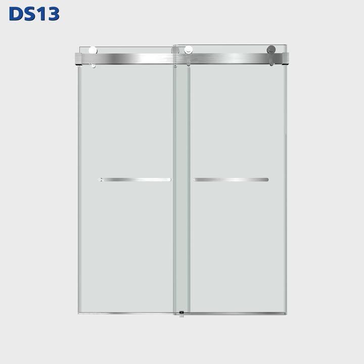 66-72.75 in. W x 76 in. H Double Sliding Frameless Soft Close Shower Door in Brushed Nickel with 3/8 in. Clear Glass