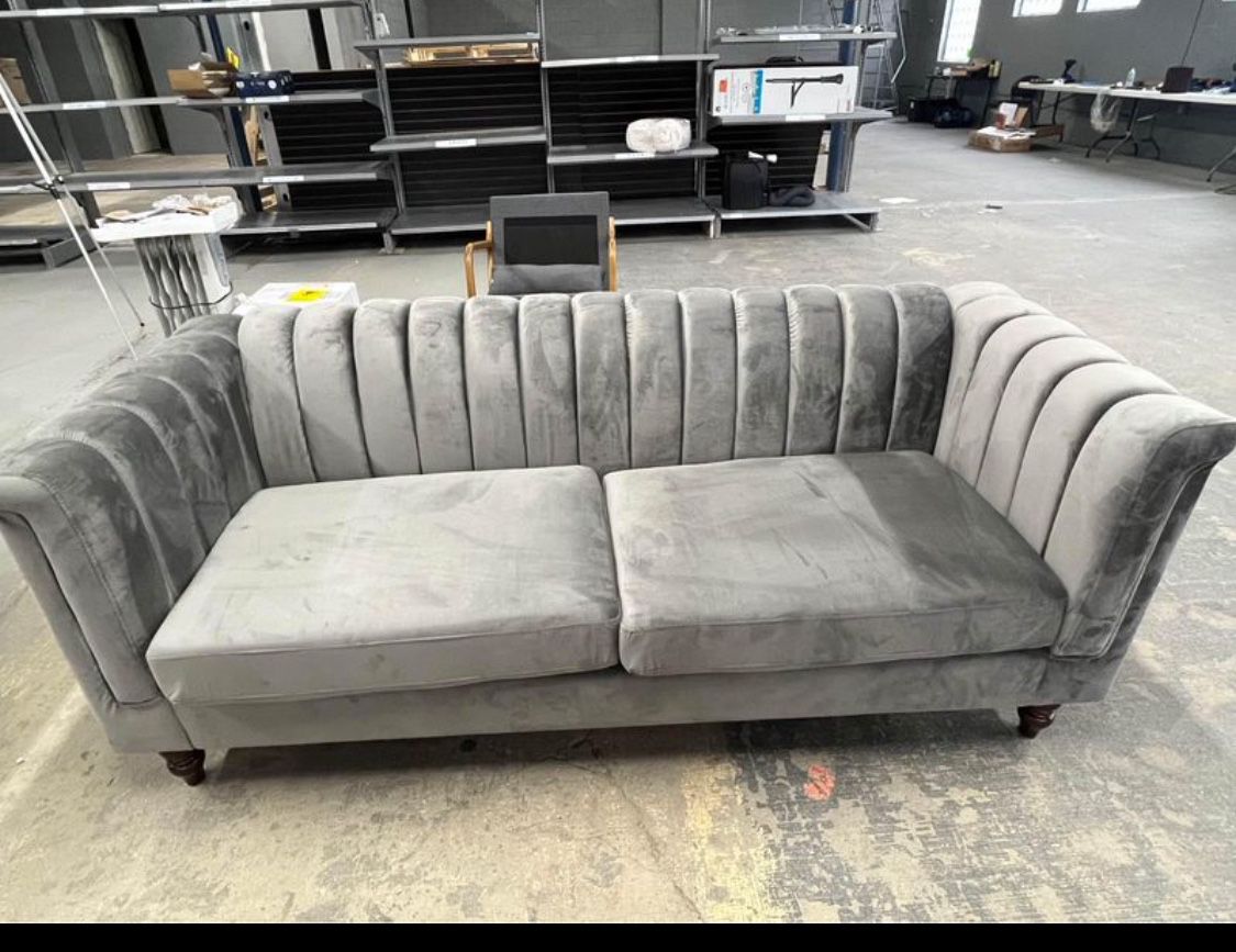 Modern Velvet Fabric Upholstered Sofa