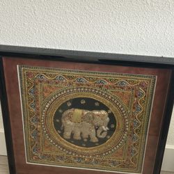 Elephant Framed Silk Piece 