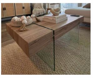 Rectangular Floating Coffee Table with Glass Legs