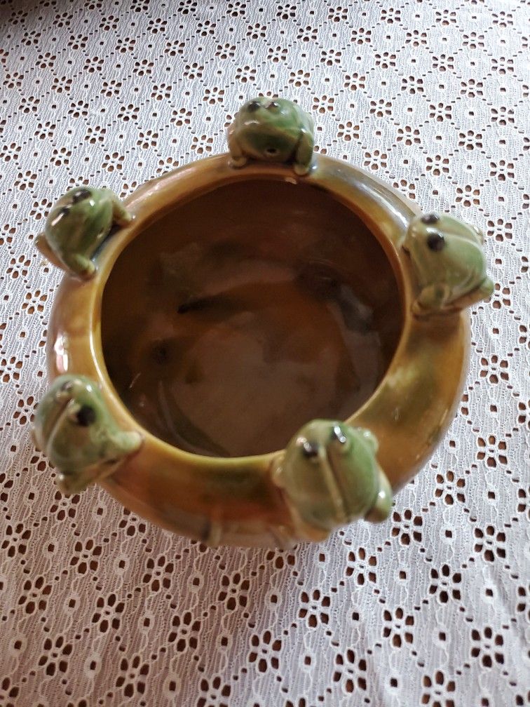 Feng Shui Ceramic Frog Flower Pot