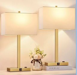 21" Touch Bedside lamps with 2 USB & AC Outlets