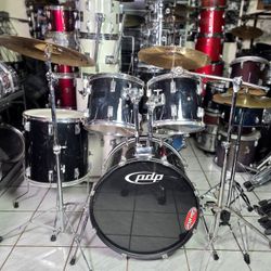 Complete Drum Set Flat Black !! $360 Or Best Offer !!