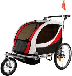 3 in 1 Child Bicycle Trailer Jogger Stroller Kids Baby Bike for 2 Kids