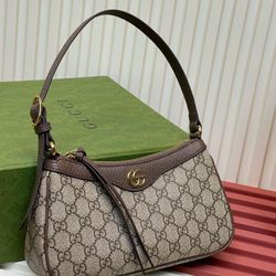 Authentic GUCCI Ophidia Small Shoulder Bag Purse Beige Dark Brown GG Supreme