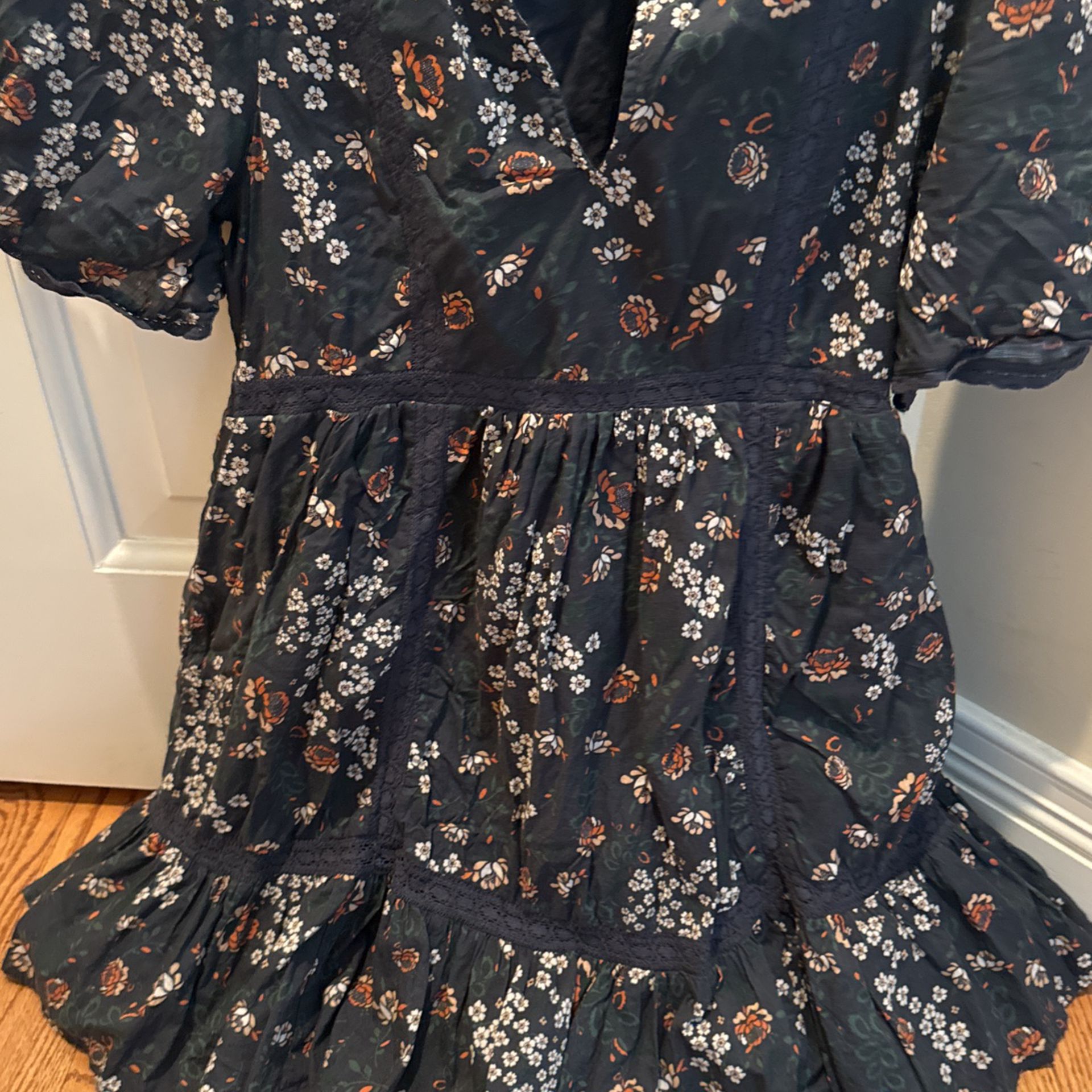 Anthropologie Navy Floral Dress- Small
