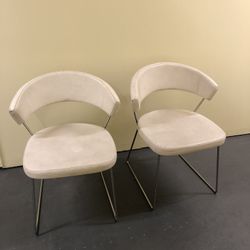 Caligaris White Leather Chairs