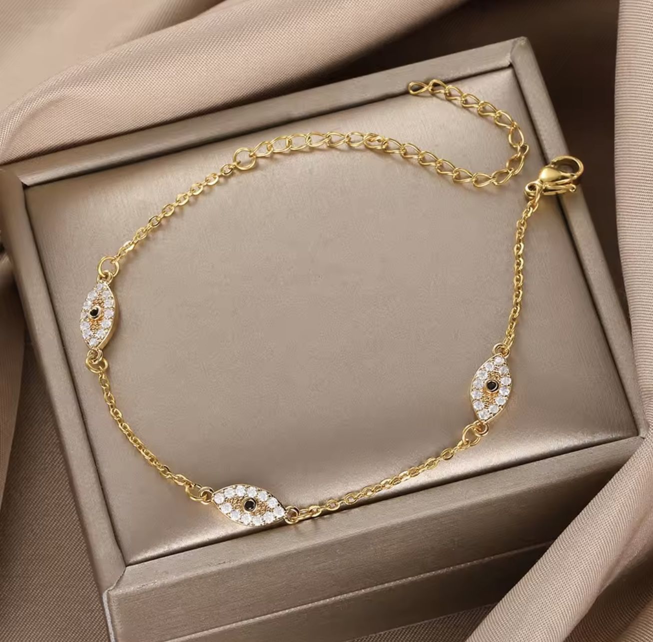 Evil   Eye Bracelet For Women Gold Color Lucky Eye Adjustable Hand