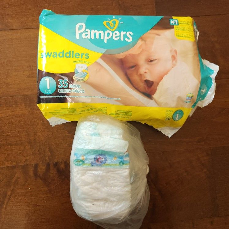 Pampers Diapers Size 1 + Size 2