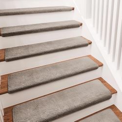 PURE ERA Carpet Stair Treads Ultra Plush 9.5" X 30"Soft Bullnose Indoor Stair Protectors Pet-Friendly Non-Slip Skid Resistant Tape Free Washable Reusa