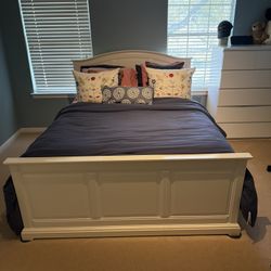 Queen Size Wood Bed Frame With Box Spring And Mattress