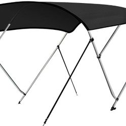 SereneLifeHome Waterproof Boat Bimini Top Cover-85-90" W 3 Bow Bimini Top Sun Shade Boat Canopy -1"Double Wall Aluminum Frame Tubes, 2 Front Straps
