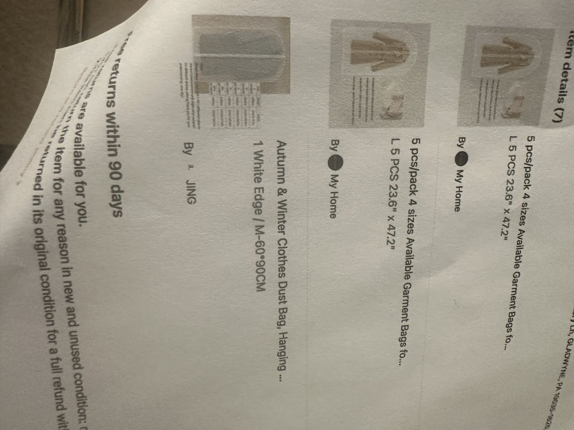 Pack Of garment bags