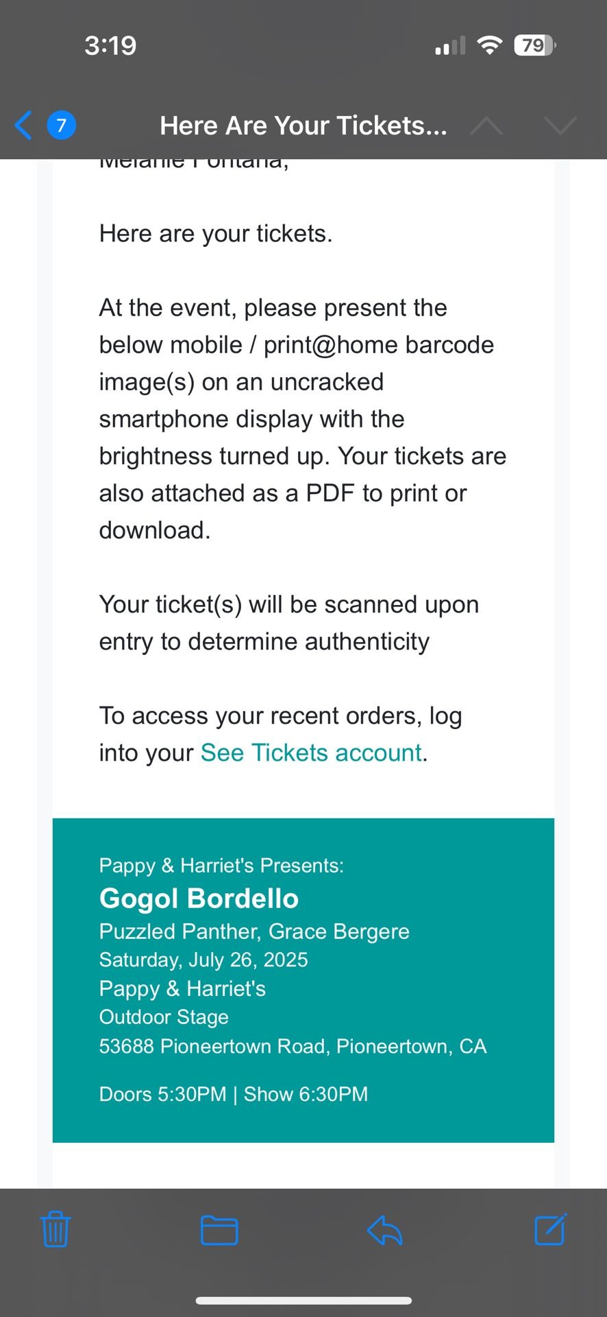 Two Tickets, Gogol Bordello 7/26