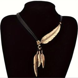 "Elegance in Flight: Golden Feather Pendant”. " Limited Time Sale "