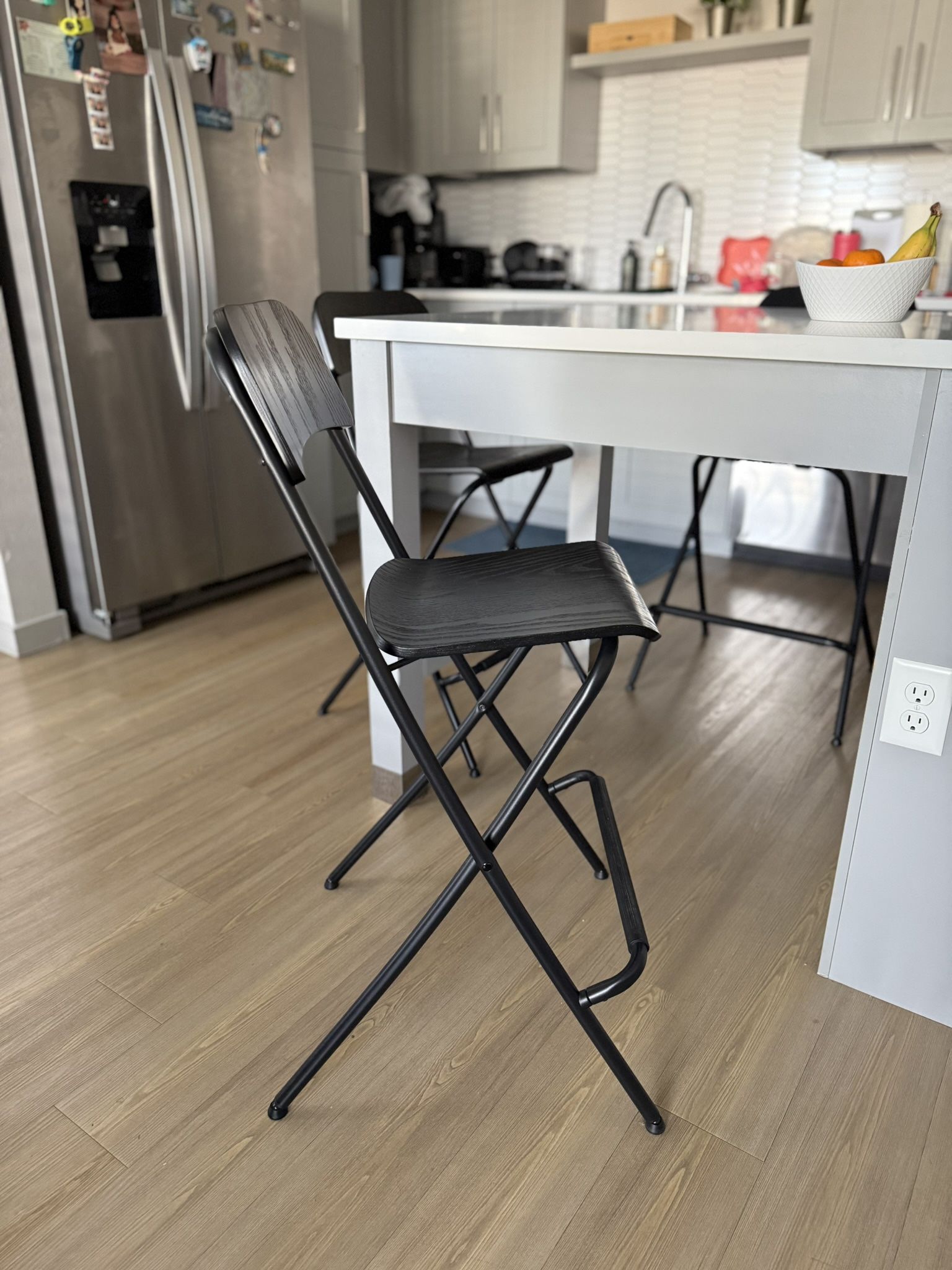 MUST-SELL! SET OF 3 BAR STOOLS WITH BACKREST AND FOLDABLE