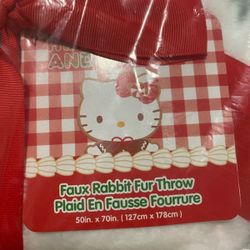Hello Kitty Faux Rabbit Fur Throw