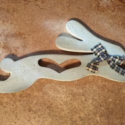 Rabbit with heart and bow tie wall decor 16.5 in x 8 in