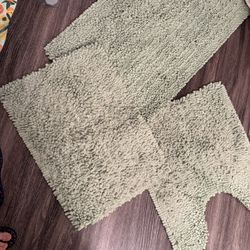 3-Piece Bathroom Rug Set – Soft Plush Mats (Green)