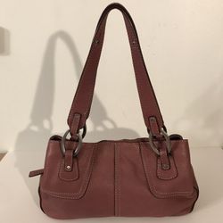 Vintage Fossil 1954 Light Burgundy Double Handle Pebbled Leather Handbag 75082