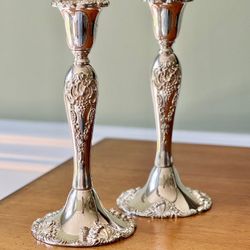 Godinger Silver Art Mid 20th Century Plated Ornate Grand Baroque 8" Vintage GrapeVine Candlesticks 2