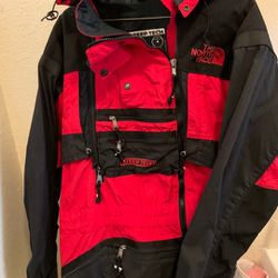 Medium North face steep tech Gore tex heavy duty jacket red/black
