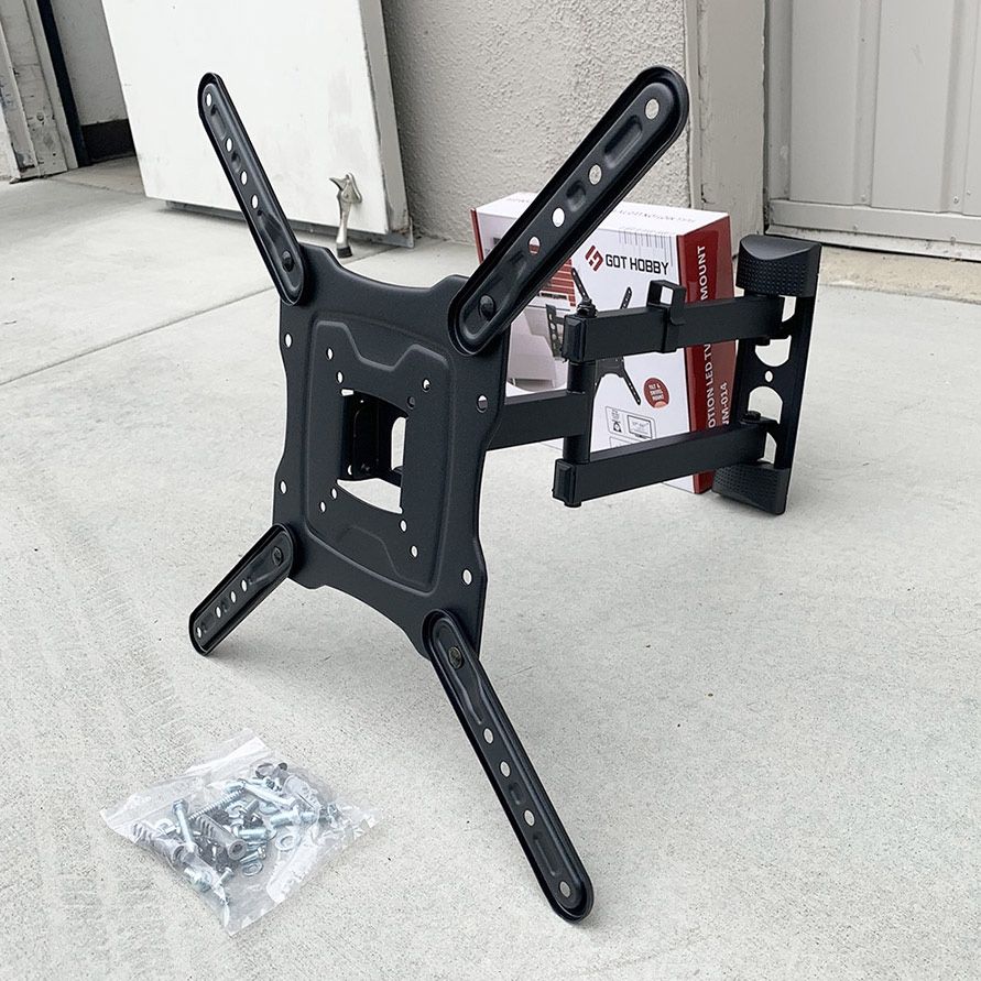 (NEW) $19 Full Motion TV Wall Mount Bracket 17-55 Inch TVs, Dual Arms Tilt Swivel Articulating Max 66Lbs