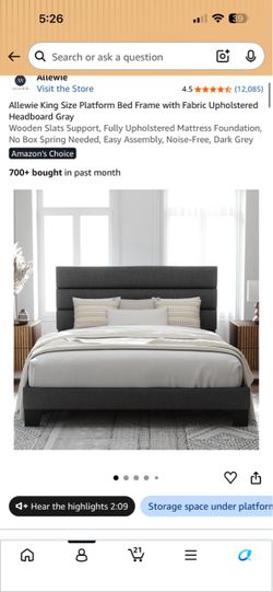 King Size Platform Bed Frame with mattresses