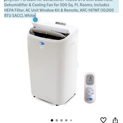Whynter Portable Air Conditioner 14,000 BTU with Dual Hose Dehumidifier & Cooling Fan for 500 Sq. Ft. Rooms, Includes HEPA Filter, AC Unit Window Kit 