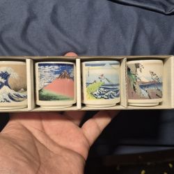 Ukiyo-e Tokaido sake cup Japanese Vintage antique japan ART Painting