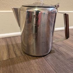 Vintage Aluminum Coffee Percolator with Glass Knob Lid