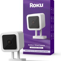 Roku Outdoor Camera for Home Security - IP65 Weather Resistant Wired Security Camera with 1080p HD Night Vision, Works with Alexa & Google, Motion & S