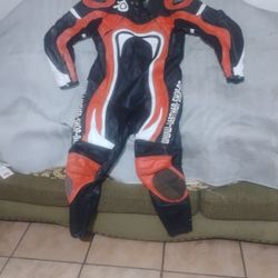 one piece leather motorcycle suit size large $50