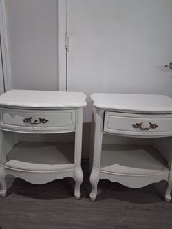 White Nightstands Drawers - Set of 2
