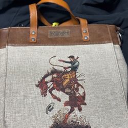 Purses Wrangler Art Print Canvas Tote WG54-8317TN