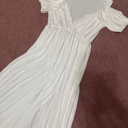 New medium white Greek toga dress costume vintage long Roman stretchy