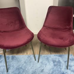 2 Maroon Velvet Chairs 