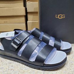 BLACK UGG WAINSCOTT FISHERMAN LEATHER SANDALS 1118912 New with tags no box Mens size 11