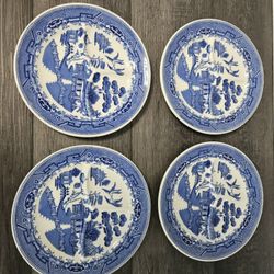 Vintage Blue Willow Carr China Divided Grill Plates St Louis Grill 10" 