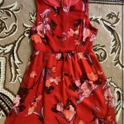 Womans Red Floral Dress