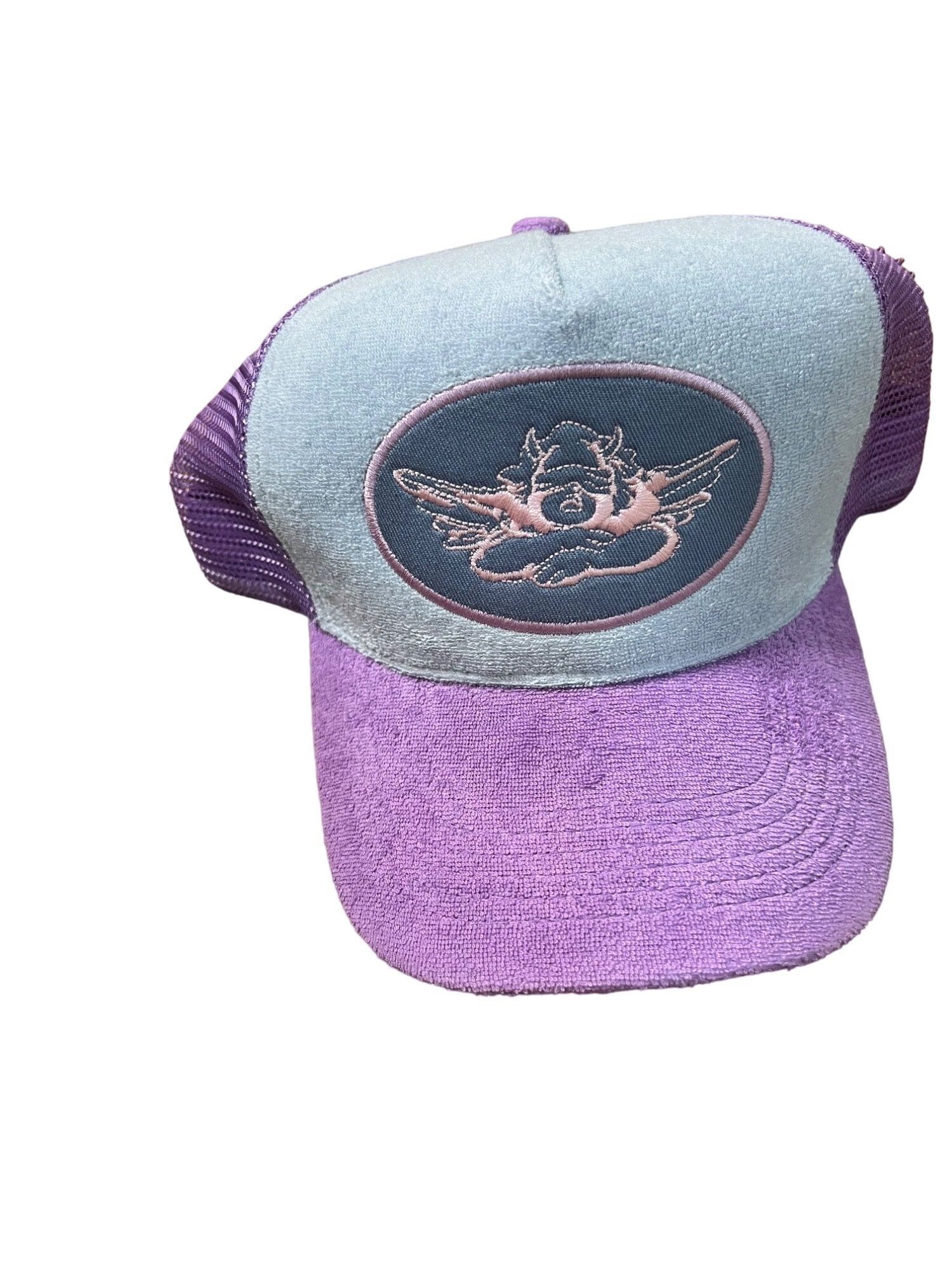 Boys Lie Purple Trucker Hat Terry Cloth Mesh Back Pink Purple White Snapback
