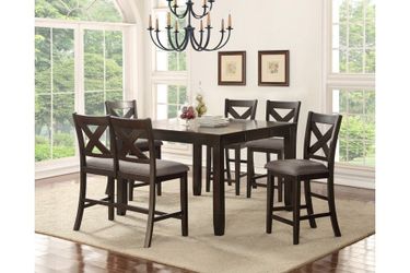 6 Piece Counter Height Set in Cappuccino Brown Finish