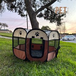 Portable Cat/Dog Play Pen - Brown 