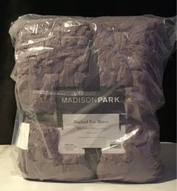 Madison Park 50x60 ruched faux fur throw blankets