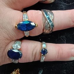 Blue Sapphire And Sterling Silver Priced TO SELL TODAY 