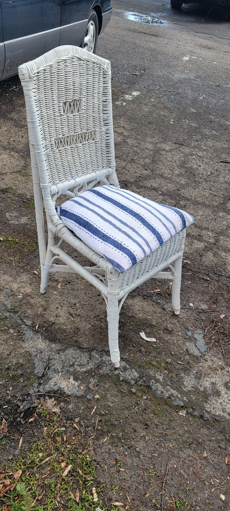 Vintage Wicker Chair with Cushion