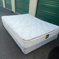 QUEEN METAL BED FRAME WITH BOX SPRING AND MATTRESS 